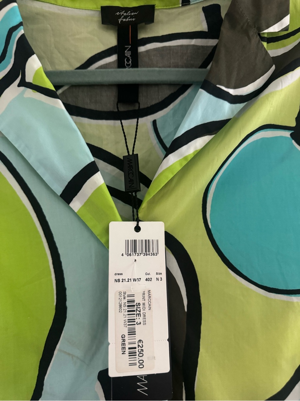 Marc Cain Lime Green & Aqua Abstract Midi Dress